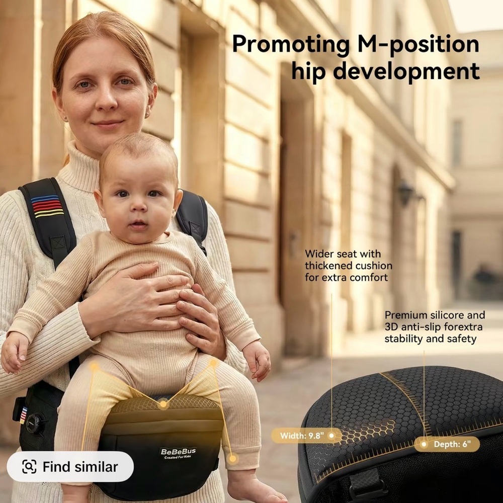 BRAND NEW BeBeBus Baby Hip Seat Carrier - Relieve Back Pressure